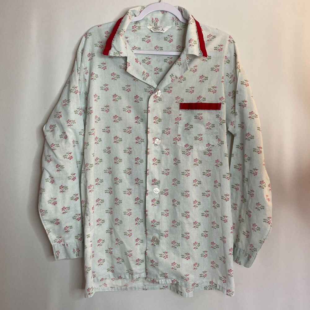 Vintage JC Penney Ditsy Flower Print Long Sleeve Button Up Pajama Set Size L - Picture 2 of 14